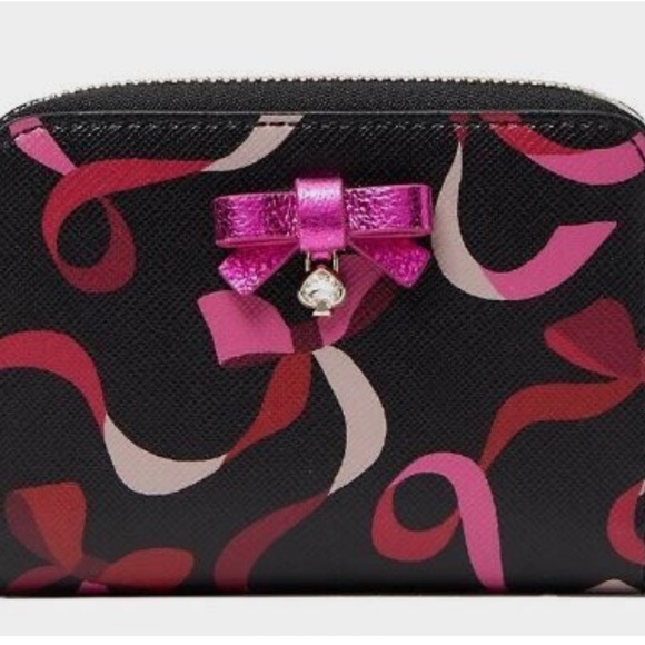 NEW Kate Spade Wrapping Party Small Zip Around Card Wallet K4754 Black - Picture 3 of 8